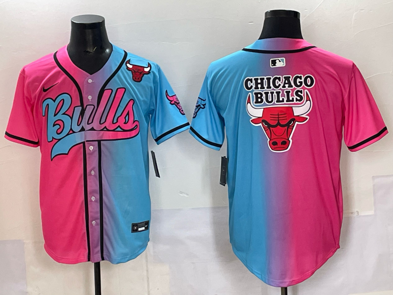 Men Chicago Bulls Nike blank Blue pink NBA 2025 Jersey style 002